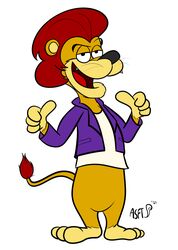  anthro clothed clothing felid hanna-barbera heyyy_it&#039;s_the_king! hi_res jacket lion male mammal mane null pantherine pantsless shirt smug smug_grin solo squirrelfromthesouth the_king_(hitk!) topwear undershirt 