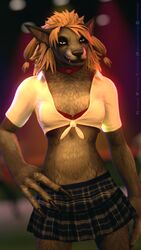  2022 3d_(artwork) 4_fingers 4k 9:16 absurd_res alternate_species anthro autodesk_3ds_max_(artwork) black_clothing black_nose blizzard_entertainment blonde_hair blurred_background bottomwear bra brown_body brown_fur canid clothing collar digital_media_(artwork) ears_back female fingers fur hair hi_res jeanette_voerman_(world_of_darkness) looking_at_viewer mammal pivoted_ears red_bra red_clothing red_underwear skirt solo text thatworgen twintails underwear url vampire vampire_the_masquerade vampire_the_masquerade_bloodlines warcraft watermark were werecanid white_clothing white_wolf_publishing worgen world_of_darkness_(series) yellow_eyes 