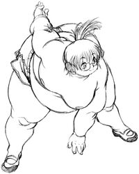  1boy fat glasses line_art nipples obese solo tanuma_yuuichirou top_less 