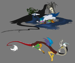  2016 bone chimera discord_(mlp) draconequus equid fan_character female feral friendship_is_magic grey_background grievousfan group hasbro hi_res male mammal multiple_images my_little_pony simple_background skull solo story story_in_description 