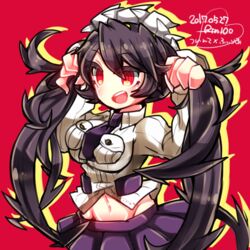  black_hair breasts female filia_(skullgirls) red_eyes rin10 samson_(skullgirls) skullgirls twintails 