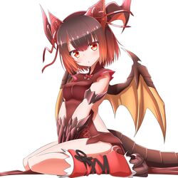  :o alternate_color alternate_eye_color alternate_hair_color armlet bare_legs between_legs blunt_bangs bow bowtie breasts brown_hair claws commentary_request dragon_girl dragon_horns dragon_tail dragon_wings female full_body gradient_hair hair_ribbon hand_between_legs head_tilt highres horn_ornament horn_ribbon horns leg_warmers lilium0235 looking_at_viewer medium_breasts mini_bowtie multicolored_hair myr_(p&amp;d) parted_lips puzzle_&amp;_dragons red_bow red_bowtie red_eyes red_hair red_ribbon ribbon scales simple_background sitting sleeveless solo tail thighs v_arms wariza white_background wings 