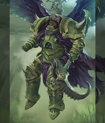  1boy armor armored_boots boots border breastplate cataracts chains chaos_(warhammer) clawed_gauntlets clenched_hand colored_skin commentary couter crotch_plate cuirass damaged_skin death_guard decay demon_primarch demon_wings disease english_commentary flying full_body gauntlets greaves green_armor green_background green_skin grohgrog highres holding holding_scythe holding_weapon injury insect_wings leg_armor male_focus monster mortarion moth_wings no_nose no_pupils nurgle pauldrons pelvic_curtain pillarboxed poleyn power_armor primarch purple_wings rerebrace respirator scythe shoulder_armor shoulder_spikes silence_(weapon) skeletal_face skull skull_ornament spiked_hood spiked_pauldrons spikes torn_wings unfinished warhammer_40k weapon white_eyes wings 