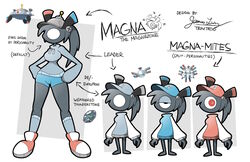  1_eye absurd_res accessory anthro bottomwear clothed clothing english_text female footwear generation_1_pokemon generation_4_pokemon hair headgear headwear hi_res looking_at_viewer magna_(trinitroid) magnemite magneton magnezone model_sheet multiple_personalities nintendo pokemon pokemon_(species) ponytail shoes shorts simple_background socks solo split_personality sweater text thick_thighs topwear trinitroid 