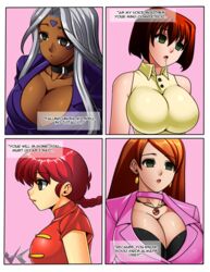  4girls braid breasts brown_hair busty canon_genderswap choker cleavage clothing collette_(daveyboysmith) comic crossover dark-skinned_female dark_skin daveyboysmith_(character) drool earrings english_text expressionless female female_only femsub genderswap_(mtf) huge_breasts human hypnosis jadenkaiba large_breasts long_hair mind_control multiple_girls necklace oh_my_goddess! open_mouth original original_character ponytail ranma-chan ranma_1/2 ranma_saotome red_hair ring_eyes rule_63 short_hair silver_hair tea_gardner text urd voluptuous yu-gi-oh! 