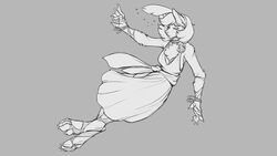  16:9 2022 anthro breasts canid canine canis changeling_tale clothing digital_drawing_(artwork) digital_media_(artwork) dress female greyscale jessie_(changeling_tale) mammal monochrome solo torn_clothing watsup widescreen wolf 