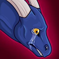  1:1 bodily_fluids deerdaddy13 dragon ezurth feral headshot_portrait horn icon male mythological_creature mythological_scalie mythology portrait reaction_image sad scalie simple_background solo tears teeth yellow_eyes 