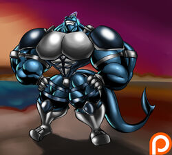  armor big_muscles bulge claws dragmon fish huge_muscles hyper hyper_muscles male marine muscular muscular_male shard_(theravic) shark solo 