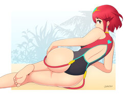  ass feet homura_(xenoblade_2) lackatask swimsuits xenoblade xenoblade_chronicles_2 