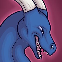  1:1 bodily_fluids closed_eyes crying deerdaddy13 dragon ezurth feral headshot_portrait horn icon laugh male mythological_creature mythological_scalie mythology open_mouth portrait reaction_image scalie simple_background solo tears tears_of_joy teeth tongue 