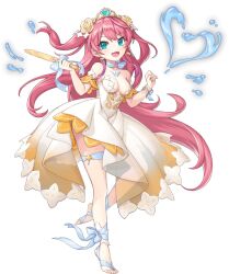  artist_request bare_shoulders breasts cleavage covered_navel earrings female flower four-pointed_star full_body game_cg green_eyes hair_flower hair_ornament heart-shaped_gem highres holding jewelry legend_clover long_hair oerba_yun_fang official_alternate_costume official_art open_mouth pink_hair rusalka_(legend_clover) see-through_clothes solo standing standing_on_one_leg tattoo third-party_source transparent_background very_long_hair water 