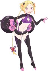  arthropod_abdomen blonde_hair bottomwear capella_emerada_lugunica changeling_(lorewise) chimera clothing cult cultist fangs female hair haruka_sagawa hi_res hotpants humanoid lust model_sheet navel official_art re:zero shorts solo teeth thong twin_thorax underwear 