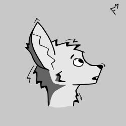  1:1 ambiguous_gender anthro canid cheek_tuft digital_media_(artwork) ear_tuft facial_tuft fluffy freemain474 grey_background hi_res mammal shadow side_view signature simple_background solo startled tuft unnamed_character 