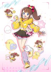  :d ;d baby_animal bag bird blue_eyes bow brown_hair chibi chick chick_hair_ornament collar commentary_request cropped_jacket egg female hairbow happy highres holding indie_virtual_youtuber jacket long_hair looking_at_viewer loose_socks mizutani_megumi multiple_views music musical_note notice_lines one_eye_closed open_mouth pink_bag piyolily pleated_skirt ponytail red_bow shoes shorts shorts_under_skirt shoulder_bag sidelocks singing skirt smile socks teeth tongue upper_teeth_only virtual_youtuber white_socks yellow_collar yellow_jacket yellow_shoes 