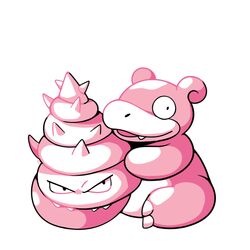  claws commentary english_commentary full_body looking_at_viewer monochrome mouth_hold no_humans pink_theme pokemon pokemon_(creature) pokemon_rgby pokemon_rgby_(style) rumwik signature simple_background sitting slowbro white_background 