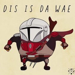  1:1 armor cape clothing compression_artifacts din_djarin english_text gun headgear helmet humor male mandalorian mandalorian_armor meme ranged_weapon rifle sega solo sonic_the_hedgehog_(series) star_wars text the_mandalorian ugandan_knuckles unknown_artist weapon 