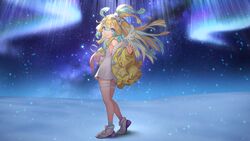  amakawa_hano aqua_eyes bettle_(b_s_a_n) blonde_hair bow bunny dress flat_chest garter long_hair night re:act sky socks stars summer_dress waifu2x wings 