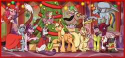  alicorn applejack_(mlp) blonde_hair blue_eyes border box broken_horn cake castle cheek_tuft chimera christmas christmas_lights christmas_tree claws clothed clothed_feral clothing cloven_hooves container cowboy_hat cutlery dessert discord_(mlp) draconequus dragon equid equine facial_tuft female feral fluttershy_(mlp) flying food fork freckles friendship_is_magic gift green_eyes group grubber_(mlp) hair hasbro hat headgear headwear hearth&#039;s_warming hi_res holding_object holidays hooves horn horse inuhoshi-to-darkpen kissing_bough kitchen_utensils levitation looking_at_viewer looking_back magic magic_aura male mammal mane_six_(mlp) mistletoe multicolored_hair my_little_pony my_little_pony:_the_movie_(2017) mythological_creature mythological_equine mythological_scalie mythology one_eye_closed open_mouth open_smile ornament pegasus pink_hair pinkie_pie_(mlp) plant pony purple_hair rainbow_dash_(mlp) rainbow_hair rarity_(mlp) red_border red_eyes scalie scarf sitting smile spike_(mlp) starlight_glimmer_(mlp) sweater tail telekinesis tempest_shadow_(mlp) tongue tongue_out tools topwear tree trixie_(mlp) tuft twilight_sparkle_(mlp) unicorn wing_claws wings wink winterchilla yellow_sclera 