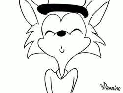  4:3 ambiguous_gender animated arctic_fox canid canine carmen_(patrol_03) dawmino digital_drawing_(artwork) digital_media_(artwork) fox kissing laugh looking_at_viewer low_res mammal monochrome patrol_03 police short_playtime smile solo true_fox 