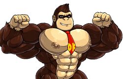  14:9 abs anthro ass biceps big_muscles big_nipples brown_body brown_fur brown_nipples dirty-canvas donkey_kong_(character) donkey_kong_(series) flexing fur grin huge_muscles looking_at_viewer male mammal mostly_nude muscular muscular_anthro muscular_male navel necktie nintendo nipples pecs primate quads serratus smile solo text_on_necktie triceps 