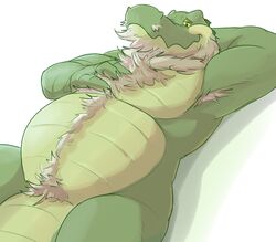  2016 alligator alligatorid anthro armpit_hair beard bedroom_eyes belly belly_hair biped blush body_hair chest_hair crocodilian digital_media_(artwork) facial_hair gator_(artist) green_body green_scales half-closed_eyes hand_behind_head happy_trail lying male mature_anthro mature_male moustache musclegut muscular muscular_anthro muscular_male narrowed_eyes naturally_censored nude on_back overweight overweight_anthro overweight_male pubes reptile scales scalie seductive simple_background smile solo stomach_hair white_background yellow_eyes 