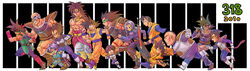  2010 6+boys :d armor arms_up bald bandana bardock black_background black_eyes black_hair black_pants blue_eyes boots bracelet broly_(dragon_ball_z) brothers circlet commentary_request dark-skinned_male dark_skin dougi dragon_ball dragon_ball_z dragon_radar dual_persona earrings facial_hair father_and_son frown full_body gloves happy height_difference jacket jewelry leg_up long_hair long_sleeves looking_at_another looking_at_viewer looking_away male_focus moustache multiple_boys muscular nappa necklace neko_majin_(series) nervous onio_(neko_majin) open_mouth outstretched_arm pants photoshop_(medium) profile purple_hair raditz running saiyan saiyan_armor scar serious short_hair siblings simple_background smile son_gohan son_gohan_(future) son_goku son_goten spiked_hair stargeyser sweatdrop sword tail tarble topless_male trunks_(dragon_ball) trunks_(future)_(dragon_ball) tullece two-tone_background vegeta very_long_hair weapon wristband 