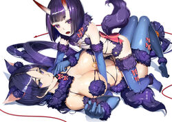  animal_ears cosplay fate/grand_order horns lu&quot; minamoto_no_raikou_(fate/grand_order) shuten_douji_(fate/grand_order) tail thighhighs 