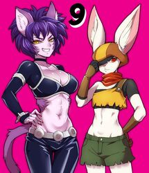  2girls artist_request dragon_ball dragon_ball_kai feline furry hat hop multiple_girls purple_hair rabbit red_eyes sorrel 