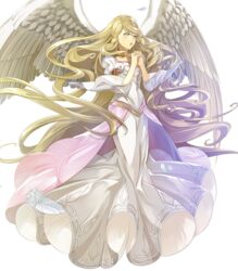  angel_wings blonde_hair dress feathered_wings feathers female fire_emblem fire_emblem:_path_of_radiance fire_emblem:_radiant_dawn fire_emblem_heroes full_body green_eyes hand_up highres interlocked_fingers leanne_(fire_emblem) long_dress long_hair long_sleeves looking_away official_art open_mouth own_hands_together puffy_sleeves solo transparent_background very_long_hair white_dress white_wings wide_sleeves wings yura_(ub4u) 