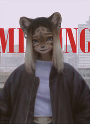  anthro city clothed clothing detailed_background digital_media_(artwork) ear_piercing ear_ring english_text felid female fur hair leopard looking_at_viewer mammal pantherine piercing ring_piercing smile solo standing terry_grimm text 