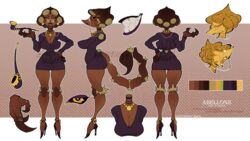  16:9 3_fingers abellone_(miistniight) anthro arachnid arthropod black_sclera breasts clothing dress eyewear female fingers footwear front_view glasses hand_on_hip hi_res high_heels jewelry lipstick makeup mature_female miistniight model_sheet necklace purple_lipstick rear_view sagging_breasts scorpion scorpion_tail segmented_tail short_dress side_view simple_background small_waist smoking_pipe solo watermark wide_hips widescreen yellow_eyes 