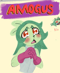  amogus among_us among_us_eyes anthro cartoon_network clothing crewmate_(among_us) digital_media_(artwork) female fink_(ok_k.o.!_lbh) fur gloves green_body green_fur green_hair hair handwear hi_res humor innersloth kakfox mammal meme murid murine nakomiv ok_k.o.!_let&#039;s_be_heroes rat rodent simple_background solo young 