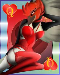  anthro avian beak bedroom_eyes bird corrvo feathered_wings feathers feet female half-closed_eyes hi_res looking_at_viewer narrowed_eyes pose seductive solo talons toes wings zenma 