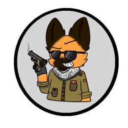  1:1 alpha_channel anthro canid canine cigarette counter-strike eyebrows eyewear fox fur glock gun handgun mammal orange_body orange_fur piebunny pistol raised_eyebrow ranged_weapon scarf solo sunglasses terrorism valve weapon 