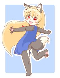  akuma_gaoru anthro ass blonde_hair canid canine canis female futaba_channel hair kemono kin-shun long_hair low_res mammal open_mouth red_eyes solo wolf young 