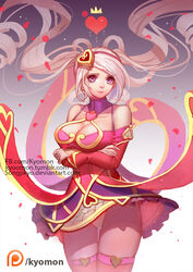  adapted_costume alternate_costume breast_hold breasts cleavage commentary crossed_arms dress english_commentary female floating_hair hair_ornament hair_rings heart heart_hair_ornament large_breasts league_of_legends long_hair looking_at_viewer paid_reward_available panties photoshop_(medium) purple_eyes short_dress solo sona_(league_of_legends) songjikyo sweetheart_sona thighhighs twintails underwear very_long_hair watermark web_address white_hair 