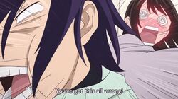  1boy animated animated bed black_hair brown_hair female iki_hiyori long_hair looking_at_another noragami short_hair subtitled yato_(noragami) 