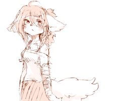  5:4 canid canine canis domestic_dog female greyscale hair kemono long_hair mammal monochrome pipisan solo 