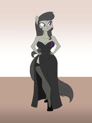  2015 3:4 anthro anthrofied black_hair breasts cleavage clothed clothing earth_pony equid equine female friendship_is_magic hair hands_on_hips hasbro hi_res horse jewelry legwear mammal my_little_pony mysteryfanboy91 necklace octavia_(mlp) pony purple_eyes solo stockings 