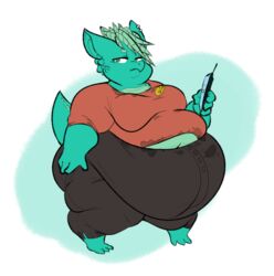  anthro belly big_belly female greasy hi_res huge_belly kannos kobold obese obese_female overweight overweight_female slob 