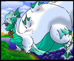  aquatic_dragon ass belly big_belly big_breasts big_butt blue_body blue_eyes breasts dragon duo female huge_belly huge_breasts human humanoid larger_female link love male mammal marine monobutt mythological_creature mythological_scalie mythology nintendo obese ocarina_of_time overweight princess_ruto scalie sea size_difference size_transformation the_legend_of_zelda thick_neck transformation virus-20 water 