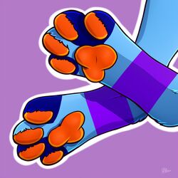  1:1 ambiguous_gender anthro digital_media_(artwork) feet felid foot_shot kellwolfik mammal orange_pawpads pawpads paws shaded simple_background solo 