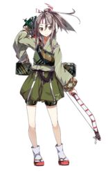  aircraft airplane arrow_(projectile) blush bow_(weapon) brown_eyes brown_hair camouflage female full_body gloves hachimaki hair_ribbon hakama hakama_skirt headband high_ponytail holding holding_arrow holding_bow_(weapon) holding_weapon japanese_clothes kantai_collection konishi_(koconatu) light_brown_hair long_hair long_sleeves looking_at_viewer official_art okobo partially_fingerless_gloves ponytail ribbon sandals single_glove skirt solo tabi tachi-e transparent_background weapon yugake zuihou_(kancolle) zuihou_kai_(kancolle) 