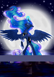  absurd_res alice4444dm alicorn cutie_mark dancing equid equine female friendship_is_magic glowing hasbro hi_res horn horse mammal moon my_little_pony mythological_creature mythological_equine mythology night pony princess_luna_(mlp) reflection solo sparkles standing star water wings 