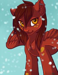  digital_media_(artwork) ear_piercing equid equine fan_character feathered_wings feathers female feral hasbro kellwolfik looking_at_viewer mammal my_little_pony mythological_creature mythological_equine mythology pegasus piercing shaded simple_background snow solo wings 