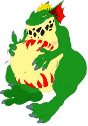  absurd_res after_vore amphibian anthro belly big_belly bodily_fluids drooling forced frog heartman98 hi_res male nipples power_rangers saliva simple_background solo teeth terror terror_toad toad_(frog) vore white_background 