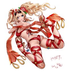  ass bad_anatomy bad_id bad_twitter_id bikini blonde_hair blue_eyes breasts commentary_request dated eyewear_on_head female flip-flops flower granblue_fantasy hair_flower hair_ornament halterneck hibiscus high_heels huge_breasts legs_up long_hair looking_at_viewer lying official_alternate_costume on_back open_mouth platform_footwear red_bikini sandals shawl side-tie_bikini_bottom simple_background smile solo souryu string_bikini sunglasses swimsuit tan tanlines thigh_strap twintails white_background zeta_(granblue_fantasy) zeta_(summer)_(granblue_fantasy) 