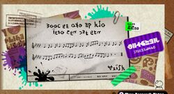  beamed_eighth_notes dotted_quarter_note eighth_note eighth_rest flat_sign half_rest musical_note no_humans official_art quarter_note quarter_rest sheet_music splatoon_(series) splatoon_1 spoilers sunken_scroll_(splatoon) translated treble_clef 