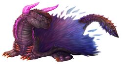  ambiguous_gender black_body black_scales capcom chibi chibity claws dragon feathered_dragon feathered_scalie feathered_wings feathers feral gore_magala horn monster_hunter mythological_creature mythological_scalie mythology purple_eyes purple_horn purple_wings scales scalie simple_background solo spikes tail white_background wings 