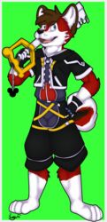  absurd_res anthro canid canine canis clothed clothing curled_tail disney domestic_dog hi_res husky keyblade kingdom_hearts kingdraws male mammal melee_weapon nordic_sled_dog solo spitz square_enix tail weapon 